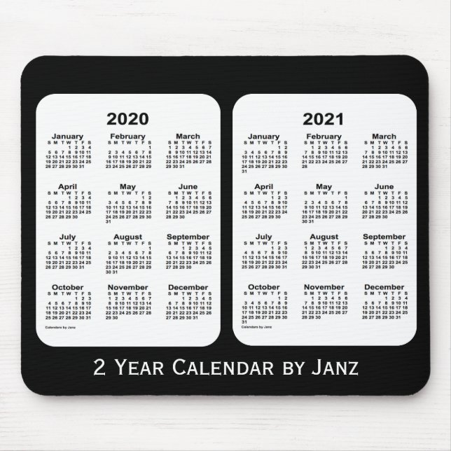 2020-2021 Schwarz-Weiß-2-Jahreskalender von Janz Mousepad (Vorne)