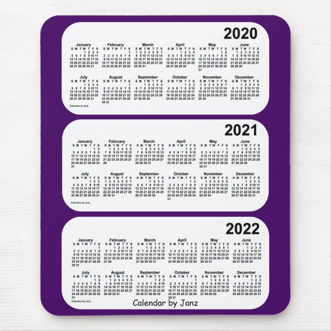 2020-2022 lila 3 Jahr-Kalender durch Janz Mousepad (Vorne)