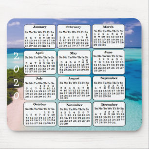2020 Calendar Beach Background Office Mouse Pad Mousepad