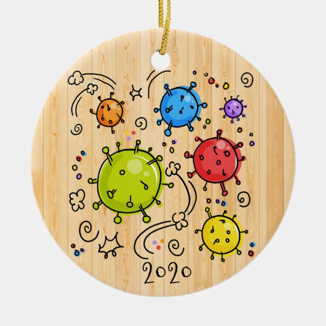 2020 Coronavirus Covid-19 Virus Wood Keramik Ornament (Vorne)