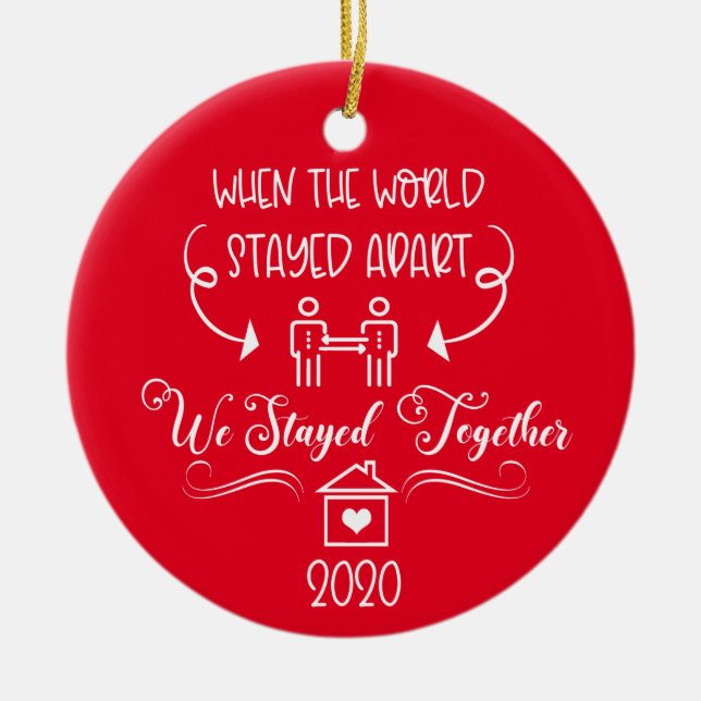 2020 Covid Couple Romantische Weihnachten Keramik Ornament (Vorne)