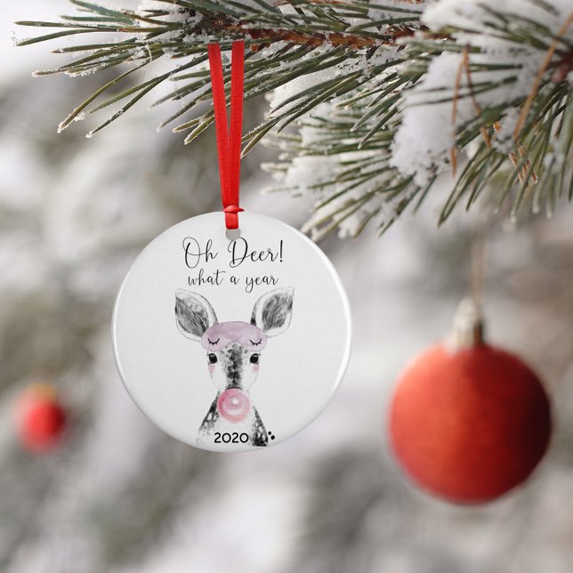 2020 Covid Funny Oh Deer What A Year Zitat Keramik Ornament (Von Creator hochgeladen)