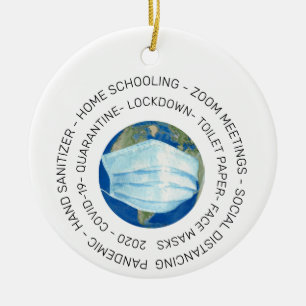 2020 Covid Quarantäne Welt Gedenk- Keramik Ornament