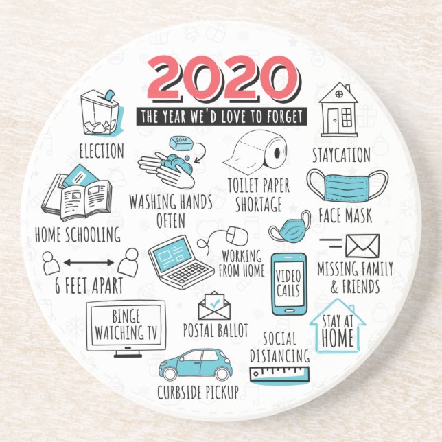 2020 COVID Quarantine Activities Getränkeuntersetzer (Vorne)