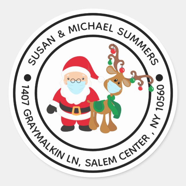 2020 Covid Weihnachten Weihnachtsfeier Rücksendead Runder Aufkleber (Vorderseite)