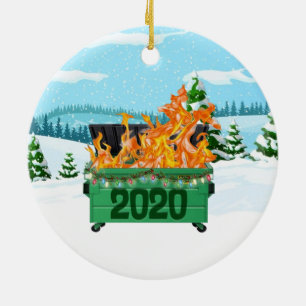 2020 Dumpster Feuer Weihnachts-Keramik Ornament