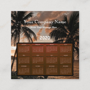 2020 Enterprise Business Tropical Calendar Quadratische Visitenkarte