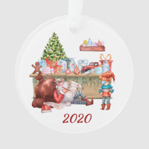 2020 Funny Santa's Workshop Covid Gesicht Maske Ornament