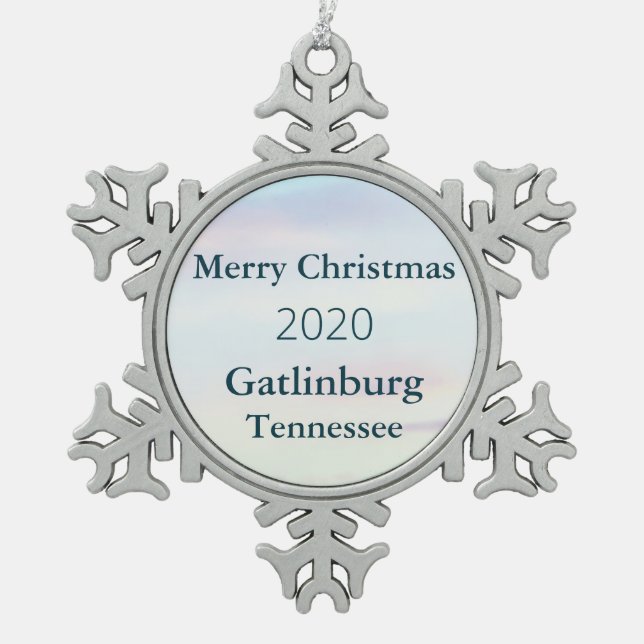 2020 Gatlinburg, TN Weihnachtsschneeflocken Schneeflocken Zinn-Ornament (Vorderseite)
