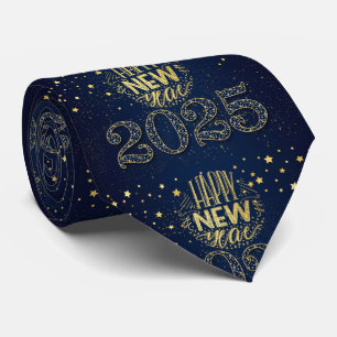 2020 Glückliches neues Jahr Gold auf Deep Navy Blu Krawatte