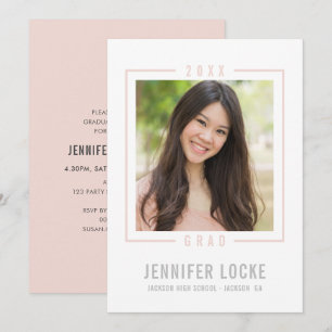 2020 GRAD INVITE Foto Rahmen chic blush hellrosa Einladung