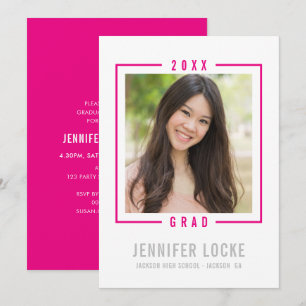 2020 GRAD INVITE Foto Rahmen chic hell rosa Einladung