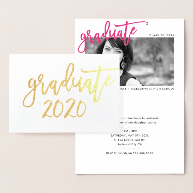 2020 GRAD PARTY - moderne Schrift für minimalistis Folienkarte (Anzeige)
