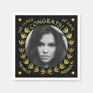 2020 Graduationsparty Gold Black Laurel Wreath Serviette