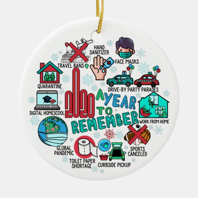 2020 im Jahr, um an die Höhepunkte des Weihnachtsb Keramik Ornament (Vorne)