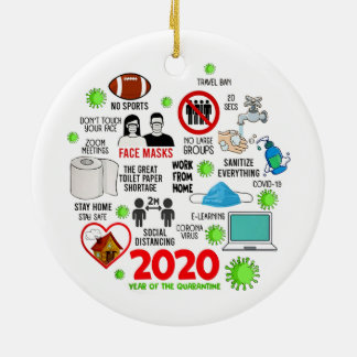 2020 Jahr der Quarantäne-Pandemie Weihnachten Keramik Ornament