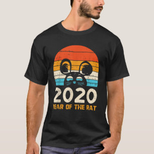 2020 Jahr der Rat Retro Niedlich Lunar Chinesisch T-Shirt