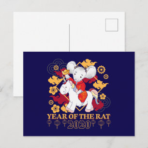 2020 Jahr der Ratte Einhorn Postkarte