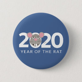 2020 Jahr der Ratte klassisch blau Button