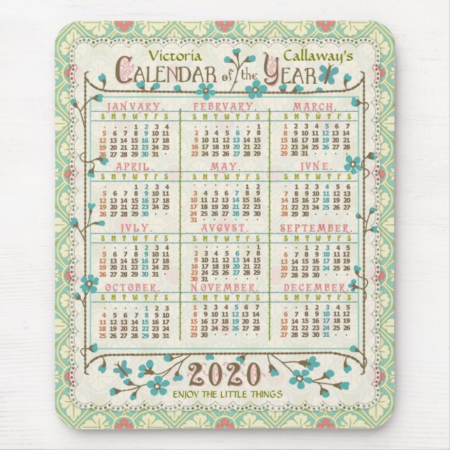 2020 Jahre Kalender Viktorianisch Jugendstil | Ben Mousepad (Vorne)