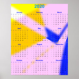 2020 Jahreskalender für Zuhause und Büro. Poster
