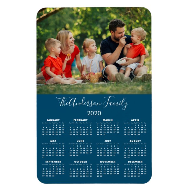 2020 Kalender Ihr Foto Familienname Magnet (Vertikal)