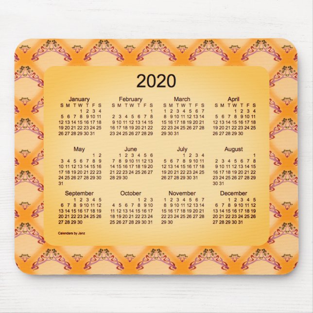 2020 Kalender von Janz Art Nouveau Sangria Mousepad (Vorne)
