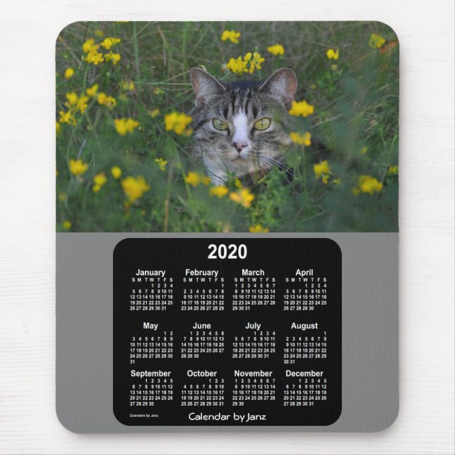 2020 Kitty Cat Blume Kalender von Janz Mousepad (Vorne)