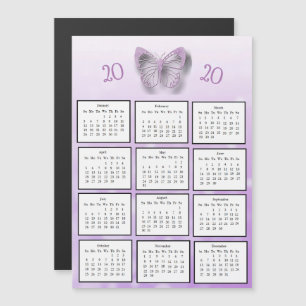 2020 Mini Calendar Lila Butterfly Magneteinladung