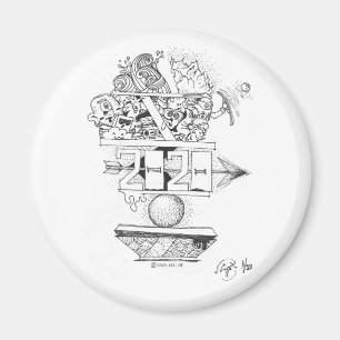 2020 Neujahr, Neue Dekade Doodle Art Magnet