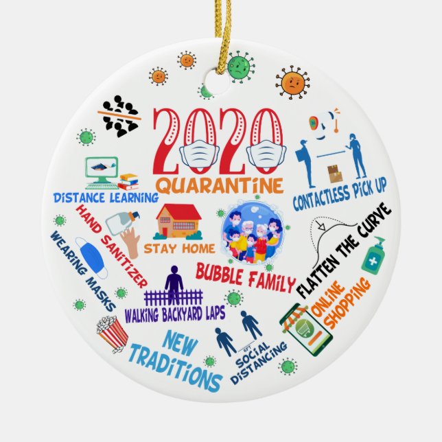2020 pandemische Weihnachten Keramik Ornament (Vorne)