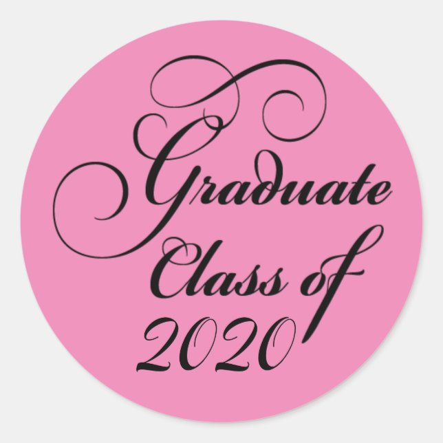 2020 Pink Graduation Party Danke Runder Aufkleber (Vorderseite)