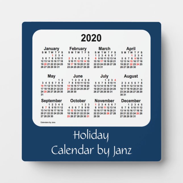 2020 Police Box Blue Holiday Calendar by Janz Fotoplatte (Vorderseite)