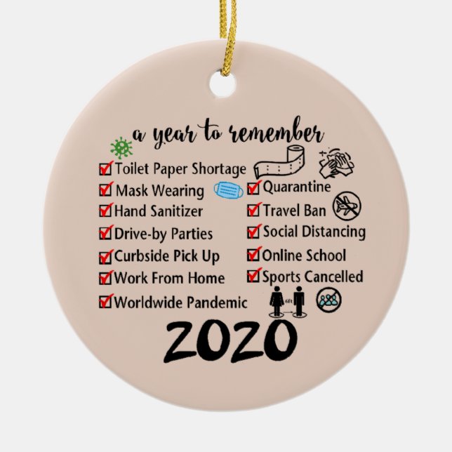 2020 pro Jahr, um an Weihnachtsbeißen zu denken Keramik Ornament (Vorne)