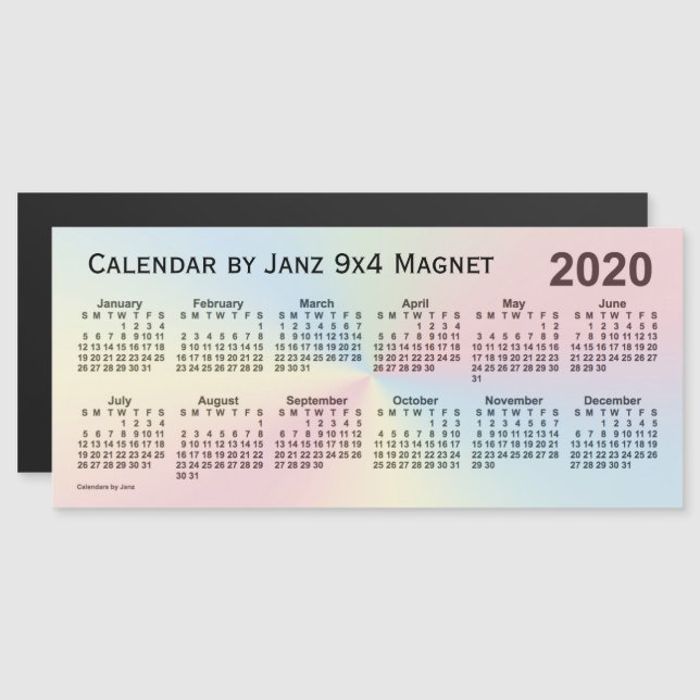 2020 Rainbow Cloud Calendar by Janz 9x4 Magnet (Vorne/Hinten)