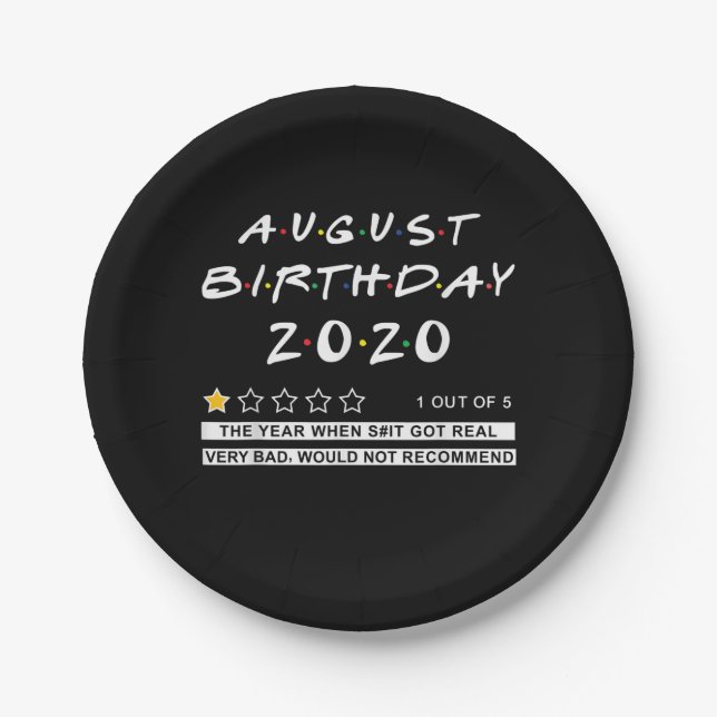 2020 Review August Birthday Sehr schlecht Pappteller (Vorderseite)