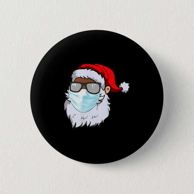 2020 Santa With Face Mask Black African American C Button (Vorderseite)