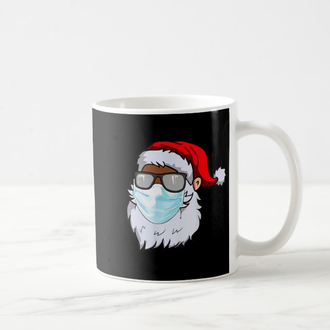 2020 Santa With Face Mask Black African American C Kaffeetasse (Rechts)