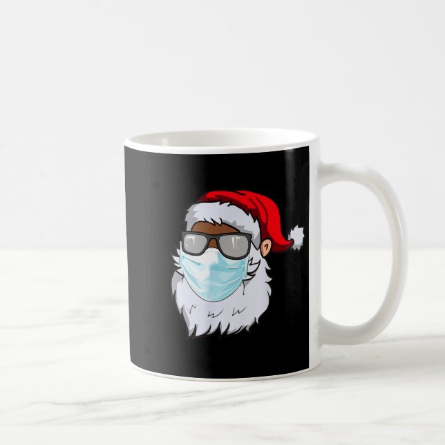 2020 Santa With Face Mask Black African American C Kaffeetasse (Rechts)