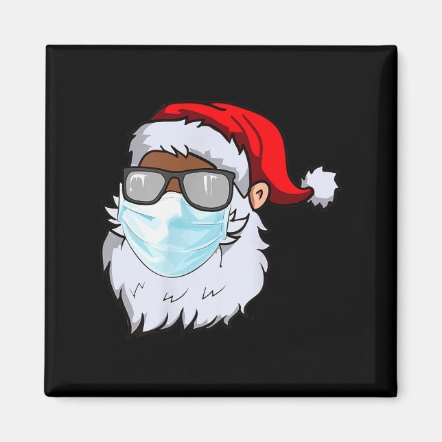 2020 Santa With Face Mask Black African American C Magnet (Vorne)