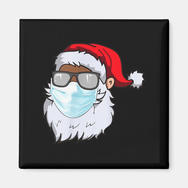 2020 Santa With Face Mask Black African American C Magnet (Vorne)