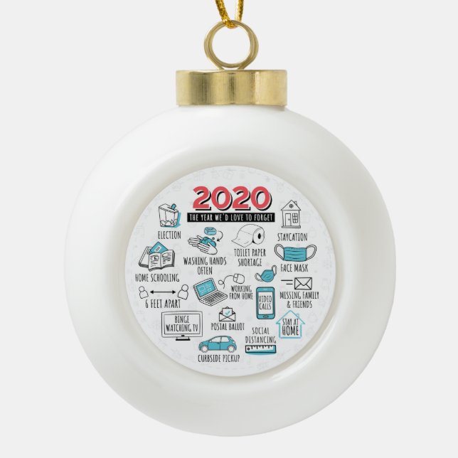 2020 Sondierungsgeschenk zu den Quarantäneaktivitä Keramik Kugel-Ornament (Vorderseite)