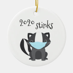 2020 Stinks Funny Skunk Covid Gesichtsmaske Keramik Ornament