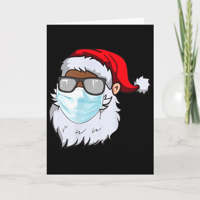 2020 Weihnachtsmann mit Gesichtsmaske schwarzer Af Karte (Vorderseite)