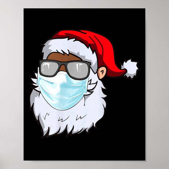 2020 Weihnachtsmann mit Gesichtsmaske schwarzer Af Poster (Vorne)