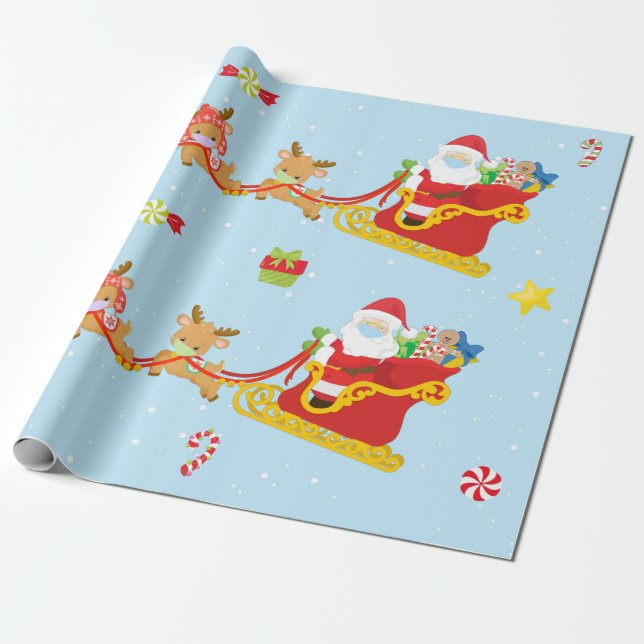 2020 Weihnachtsmaske Covid Santa Reindeer Geschenkpapier (Ungerollt)
