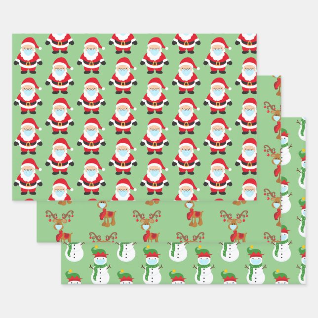 2020 Weihnachtsmaske Weihnachtsmann Weihnachtsmann Geschenkpapier Set (Set)
