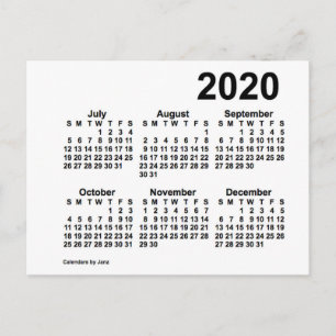 2020 Weißer 6-Monats-Mini-Kalender von Janz Postkarte