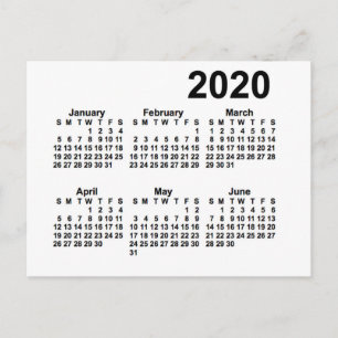 2020 White 6 Month Mini Kalender von Janz Postkarte