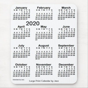 2020 White Large Print Calendar von Janz Mousepad